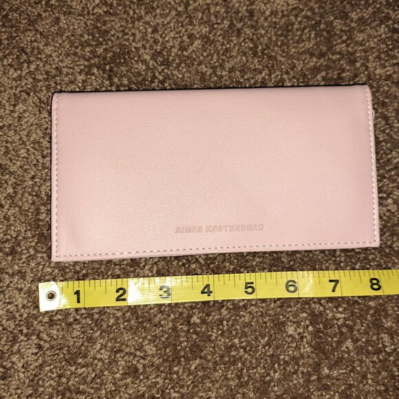 AIMEE KESTENBERG Pink Vegan Leather Bifold Credit Card Wallet ,Gold Hardware - Picture 7 of 8